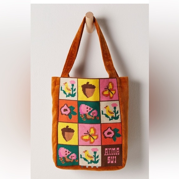 Anna Sui Handbags - Anna Sui Brown Floral Patchwork Tote Bag